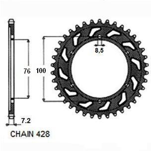 Pinion spate Yamaha YZF125R, 2008-2017, 48 dinti, pas 428, SunStar Cod Produs: MX_NEW SUNR1-2221-48ML foto