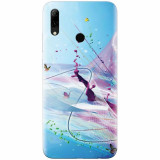 Husa silicon pentru Huawei P Smart 2019, Artistic Paint Splash Purple Butterflies
