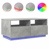 Cumpara ieftin Masuta de cafea cu lumini LED, gri beton, 90x49x40 cm