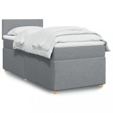 VidaXL Pat box spring cu saltea, gri deschis, 90x200 cm, textil 3286556