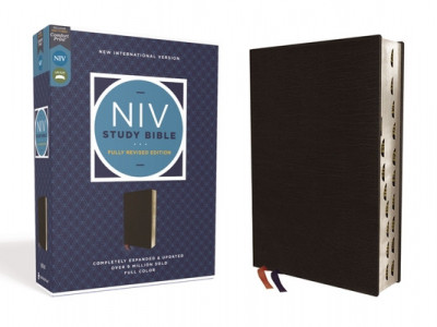 NIV Study Bible, Fully Revised Edition, Bonded Leather, Black, Red Letter, Thumb Indexed, Comfort Print foto