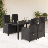 VidaXL Set mobilier de grădină cu perne, 5 piese, negru, poliratan 3212206