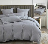 Lenjerie pat dublu,bumbac finet,6 piese,cearceaf normal 230x250cm, cearceaf pilota 200x230cm, 2 fete de perna 50x70, 2 fete de perna 70x70,gri-81216, Ralex Pucioasa