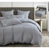 Lenjerie pat dublu,bumbac finet,6 piese,cearceaf normal 230x250cm, cearceaf pilota 200x230cm, 2 fete de perna 50x70, 2 fete de perna 70x70,gri-81216