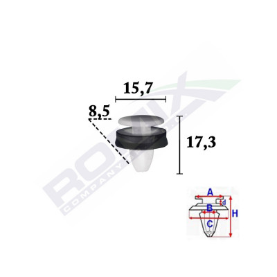 Clips Fixare Elemente Exterior Pentru Ford Transit 2014 -8.5X17.3Mm Alb - Set 10 Buc 156906 C70342-RMX foto