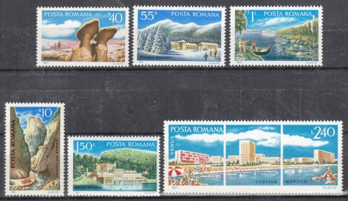 ROMANIA 1971 LP 761 TURISM SERIE MNH
