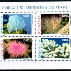 Romania 2001, LP 1570, Corali si anemone de mare (I), bloc, MNH! LP 10,00 lei