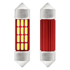 Set 2 becuri auto Vertex LED, C5W SV8.5-8, 12 SMD 4014, 2W, 36mm, Canbus, 12-24V, leduri alb sofit Festoon