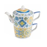 Cumpara ieftin Set ceainic, ceasca portelan Maiolica 17x10x15 cm, 450 ml, 250 ml