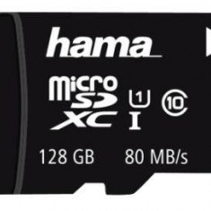 Card de memorie Hama 124158, microSDXC, 128GB, Clasa 10, + Adaptor SD