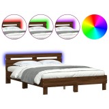 Cumpara ieftin Cadru de pat cu tablie si LED, stejar maro, 140x200 cm