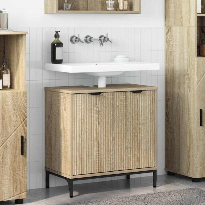 vidaXL Dulap pentru Chiuveta de Baie Stejar sonoma 60.5 x 33.5 x 61 cm 883416