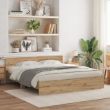 vidaXL Pat cu tăblie din Stejar Artisan &ndash; 180 x 200 cm, e făcut din lemn inteligent.