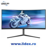 Monitor gaming curbat Philips 34" 175Hz QD-OLED 0.03ms OLED EVNIA WQHD HDR400 TrueBlack FlickerFree HA HDMI DisplayPort USB hub RGB Light FX