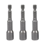 Set 3 tubulare magnetice Detoolz 8 mm, prindere hexagonala 1/4, 65 mm