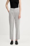 Sisley pantaloni culoarea gri, drept, high waist, 4X0KLF06V