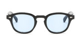 Ochelari de soare Johnny Depp Stil Moscot Lemntosh Rama neagra Lentile albastre, Unisex, Rectangulara, Protectie UV 100%