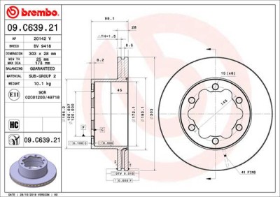 BREMBO 09.C639.21 PRIME LINE - UV Coated Disc frana foto