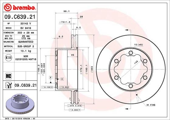 BREMBO 09.C639.21 PRIME LINE - UV Coated Disc frana