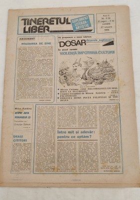 TINERETUL LIBER supliment literar-artistic (27 ianuarie 1990) foto