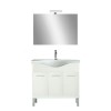 Set Mobilier Baie Leziter Nerva Prime 85 Alb Complet, Cu Chiuveta Ceramica, Livrat Asamblat, Rezistent Apa, 85cm