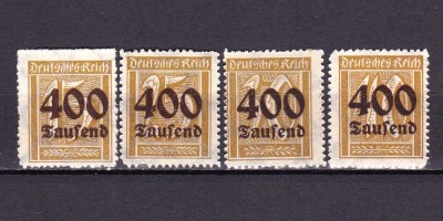 ✅ (S43) Germania Reich 1923 &amp;quot; Supratipar inflatie pe uzuale &amp;quot; serie Michel 297/300 , MNH + una MH foto