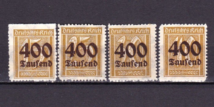 ✅ (S43) Germania Reich 1923 &quot; Supratipar inflatie pe uzuale &quot; serie Michel 297/300 , MNH + una MH