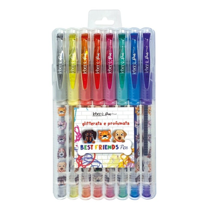 Pixuri cu sclipici parfumat, cu manere moi, Best Friends, 8 culori (blister)