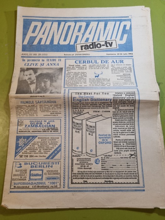 panoramic radio tv 20 - 26 iulie 1992 - cerbul de aur