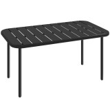 Outsunny Masă de cafea pentru exterior, masă metalică dreptunghiulară rezistentă la intemperii pentru patio cu blat tip lamele pentru exterior | Aosom
