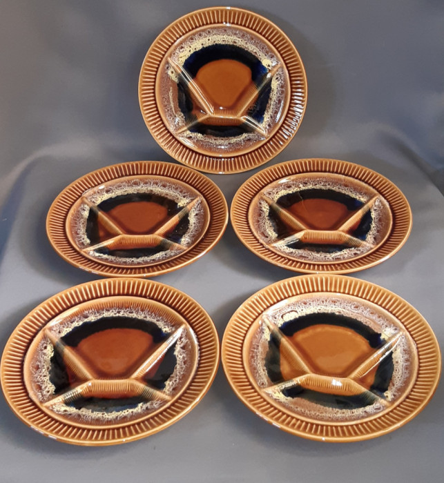 Set cinci farfurii ceramice cu compartimente - Sarreguemines DV Franta