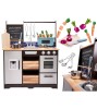 Bucatarie Jucarie Lemn Copii KIK LOFT XXL 96cm + Accesorii, MDF, Cuptor, Chiuveta, Frigider, Legume Feliabile