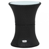 Cumpara ieftin Masă laterală de grădină, formă de tobă, negru, poliratan