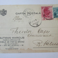 Carte postala Gutman Marcus,mobile de fier si bronz Bucuresti,circulata 1936