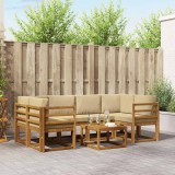Cumpara ieftin Set de canapele de exterior 7 buc. 6-Locuri Natural si Bej