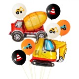 Set Baloane Petrecere, Model Betoniera și Excavator, Multicolor, 8 bucăți, Oem