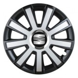 Cumpara ieftin Set 4 capace roti Silver/black cu inel cromat R14 pentru gama auto Seat, Autohelix MSA