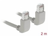 Cablu de retea RJ45 cat 6A S/FTP unghi sus 2m Gri, Delock 83523