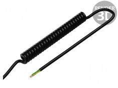 Cablu spiralat neecranat PUR negru 300V 0,5m 2m 4x0,35mm2