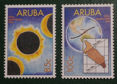 Aruba 1998 eclipsa totala de soare serie neștampilată . MNH foto
