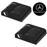 Set 2 proiectoare logo Mercedes cu holograma pe LED HAWIRE, Compatibil cu toate modelele Mercedes, Pe senzor, 3 baterii AAA incluse, Iluminare portier