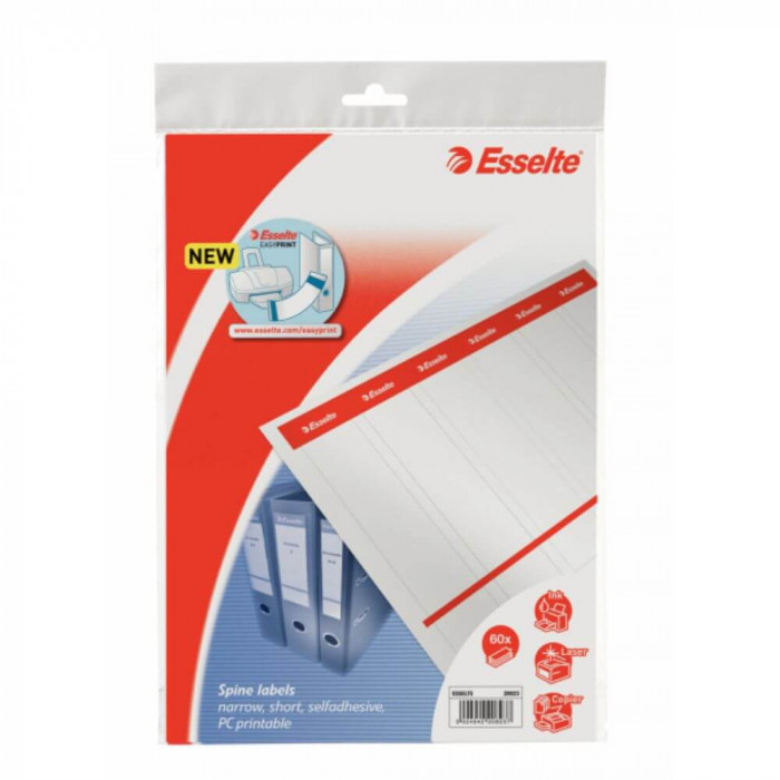 Etichete Biblioraft Esselte, Printabile, Autoadezive, 50 mm Latime, 60 Etichete/Set, Etichete Esselte, Etichete Printabile pentru Biblioraft Esselte,