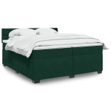 vidaXL Pat box spring cu saltea, verde &icirc;nchis, 200x200 cm, catifea 3288711