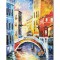 Tablou pictat manual, Peisaj venetian cu gondole, 70x50cm ulei pe panza, Superb
