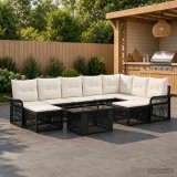 Cumpara ieftin Set de canapele pentru gradina 10 buc. Negru si Alb crem