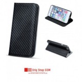 HUSA FLIP CARTE CARBON APPLE IPHONE X NEGRU