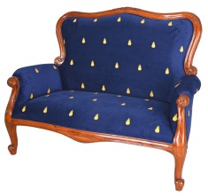 Sofa Chippendale din lemn mahon cu tapiterie albastra MAR108