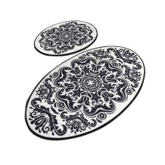 Set 2 Covorase baie Motivas, 60 x 100 cm, 50 x 60 cm, Antiderapant, Negru
