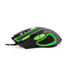 Mouse gaming, optic 2400 DPI, USB, cu fir, 7 butoane, iluminare verde, Esperanza foto