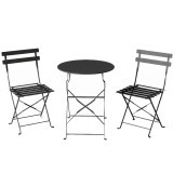 Outsunny Set Bistro Exterior, Mobilier Pliabil cu Masă și 2 Scaune, Negru | Aosom Romania
